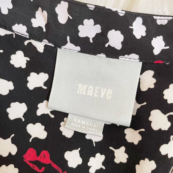 Anthropologie Maeve Black White Red Odilia Floral Sunglasses Short Sleeve Dress - Picture 8 of 10